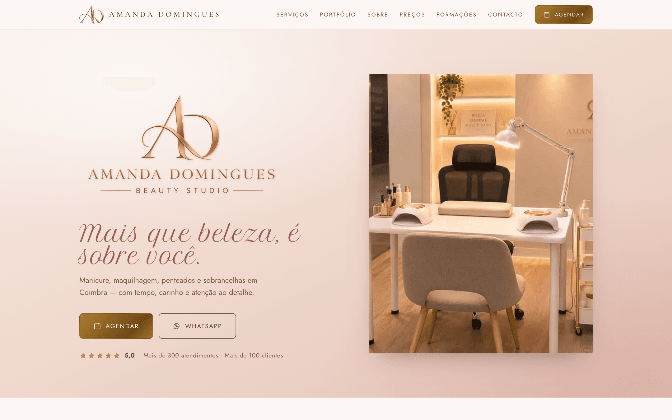 Prévia do projeto Amanda Domingues Beauty Studio